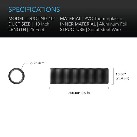 AC Infinity Flexible Four-Layer Ducting |  25-Ft Long |  10-Inch - CannaFull Spectrum Solutions