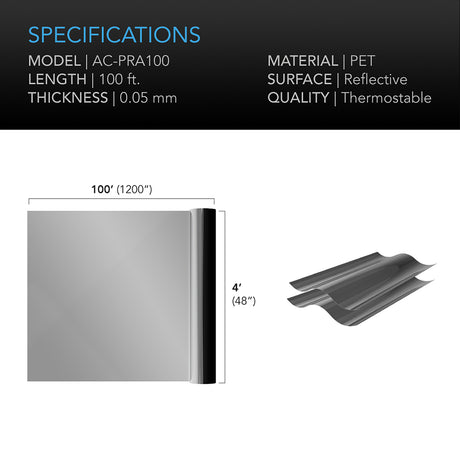 AC Infinity Mylar Film Roll |  PET Reflective Foil Sheet |  4 x 100 ft. - CannaFull Spectrum Solutions