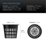AC Infinity Mesh Net Cups |  Slotted Pots with Wide Lips |  4-Inch |  25-Pack - CannaFull Spectrum Solutions