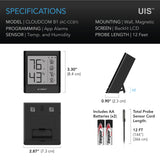 AC Infinity CLOUDCOM B1 |  Smart Thermo-Hygrometer with Data App |  12 ft. Sensor Probe - CannaFull Spectrum Solutions
