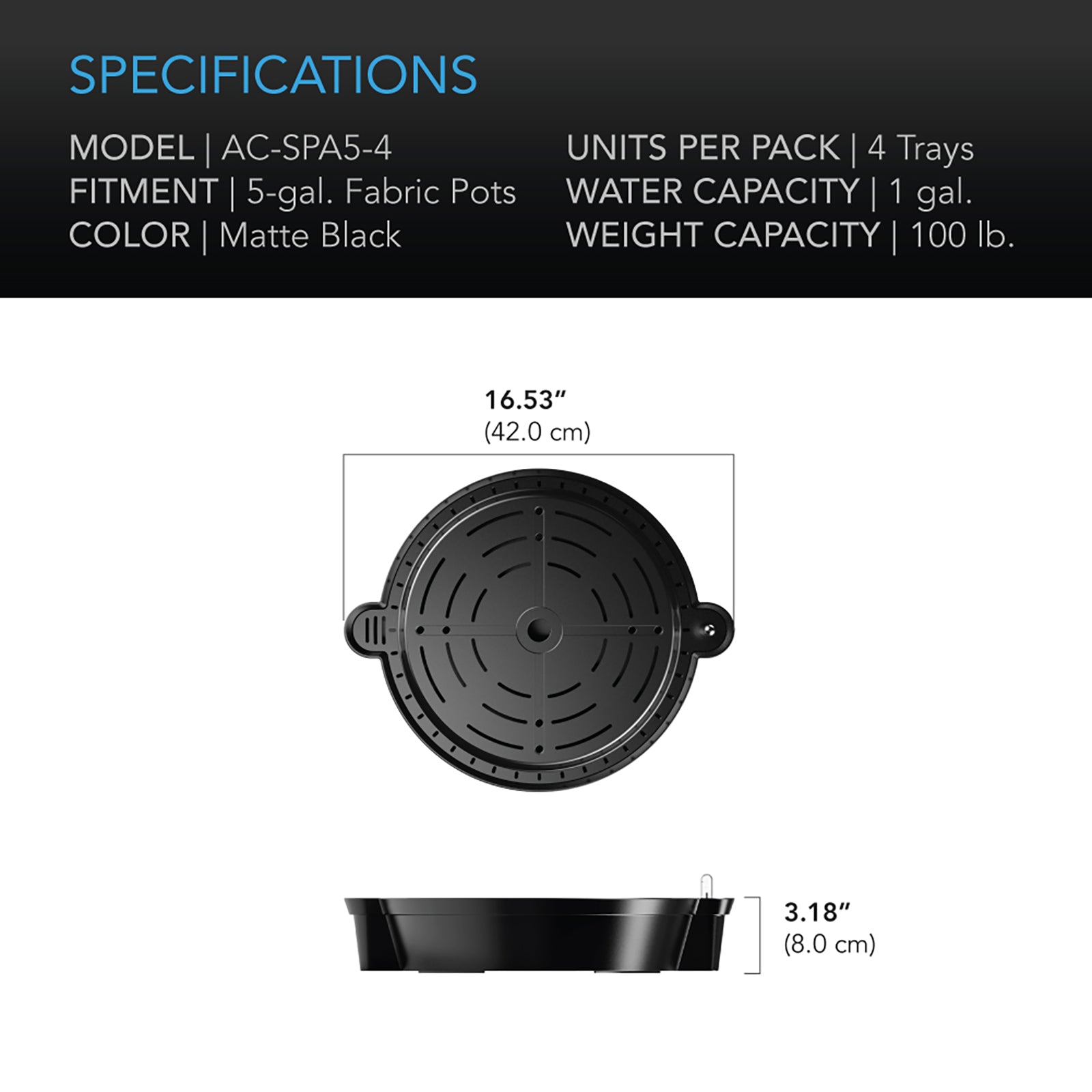 AC Infinity Self-Watering Fabric Pot Base |  4-Pack - CannaFull Spectrum Solutions