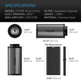 AC Infinity Duct Carbon Filter |  Australian Charcoal |  10-Inch - CannaFull Spectrum Solutions