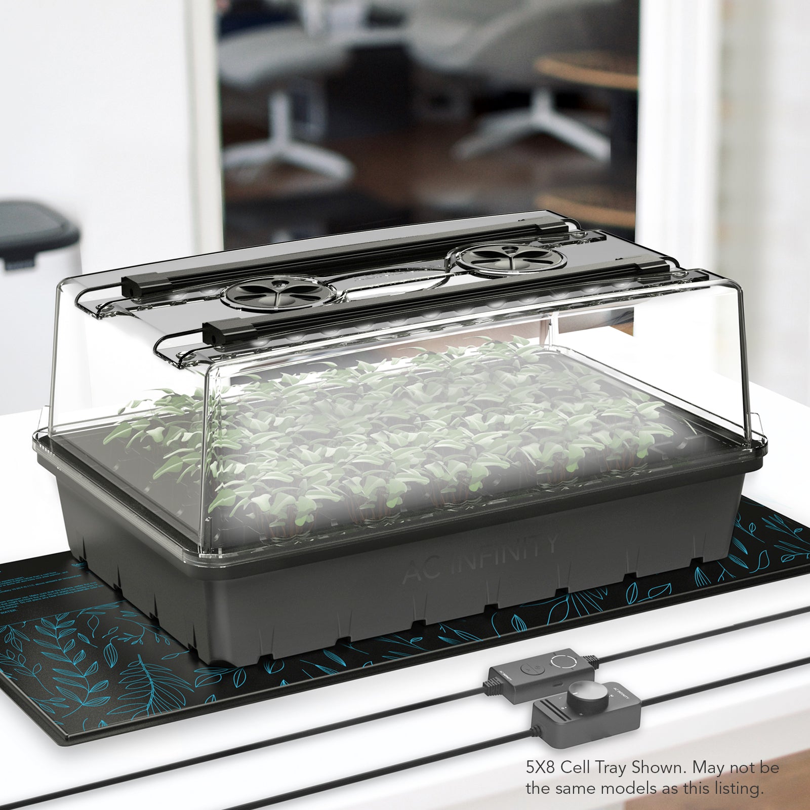 AC Infinity Humidity Dome |  Germination Kit with Seedling Mat and LED Grow Light Bars |  6x12 Cell Tray - CannaFull Spectrum Solutions