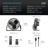 AC Infinity CLOUDLIFT S12 |  Floor Wall Fan with Wireless Controller |  12-Inch - CannaFull Spectrum Solutions