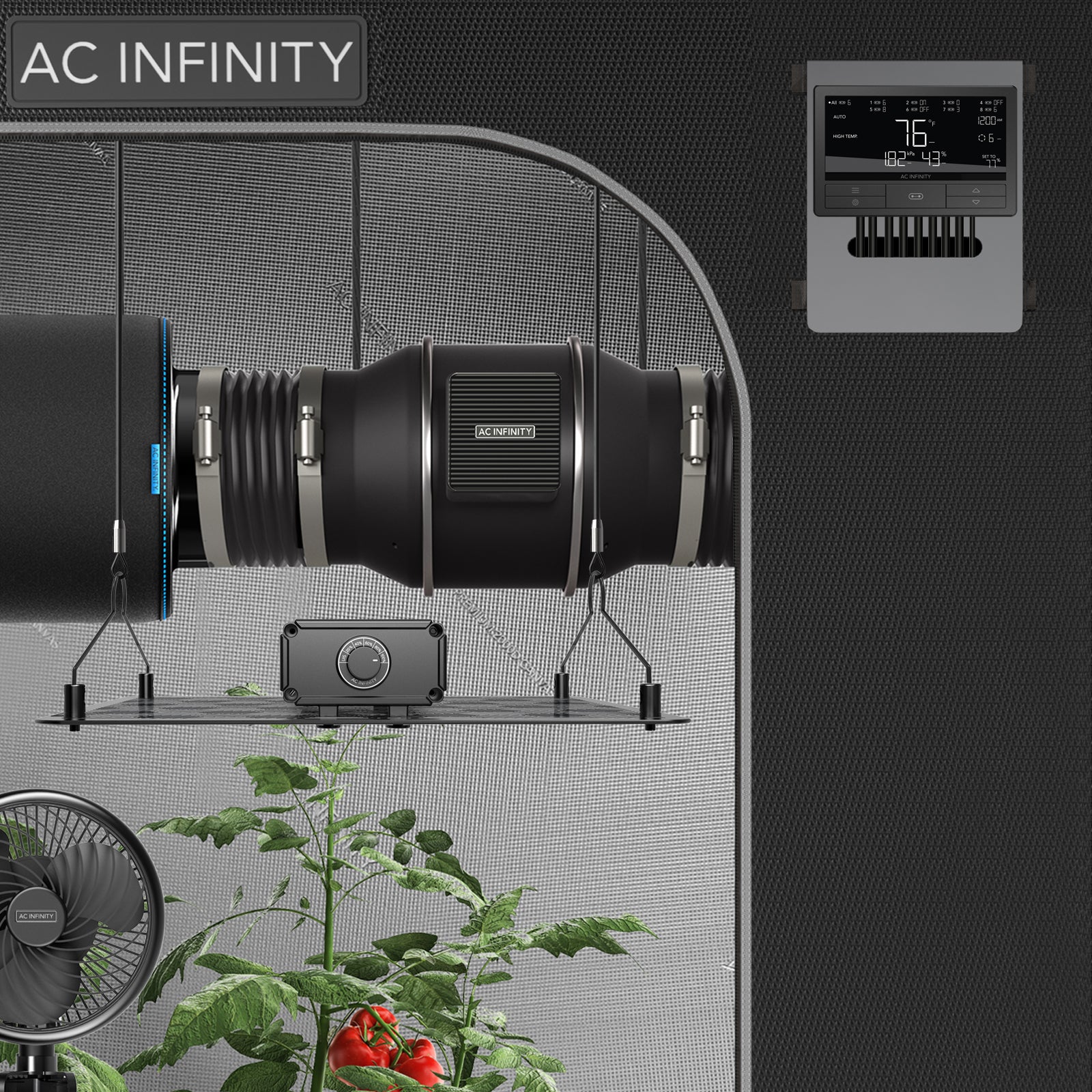 AC Infinity CONTROLLER 69 PRO+ |  Independent Programs for Eight Devices |  Dynamic VPD |  Temperature |  Humidity |  Scheduling |  Cycles |  Levels Control |  Data App |  Bluetooth + WiFi - CannaFull Spectrum Solutions