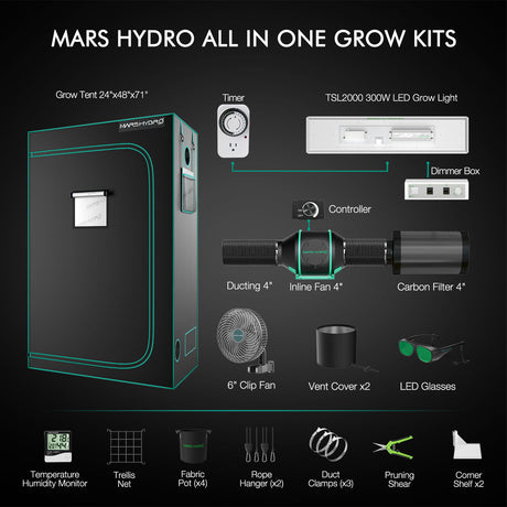 Mars Hydro TSL-2000 Kits 300W 2'x4' Grow Kit | 2.3g/W Yield - image 2