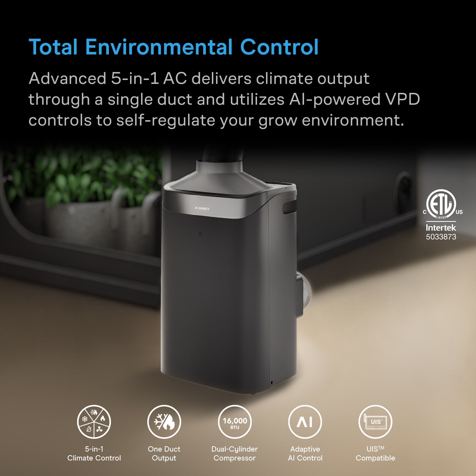 AC Infinity TERRAFORM 12 16000 BTU Portable AC | One-Duct Auto Switching - image 2