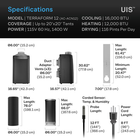 AC Infinity TERRAFORM 12 16000 BTU Portable AC | One-Duct Auto Switching - image 8