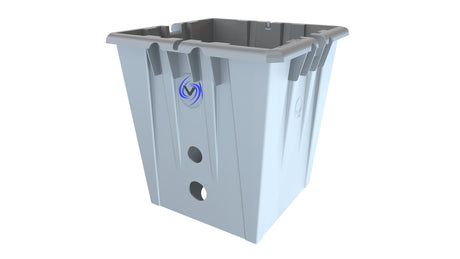 Alien Hydroponics V-SYSTEM Header Pot 20L Silver installed in commercial cultivation facility
