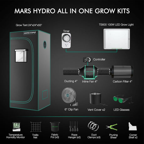 Mars Hydro TS-600 Kits 100W Complete Grow Kit | 2.0 μmol/j PPE - image 2